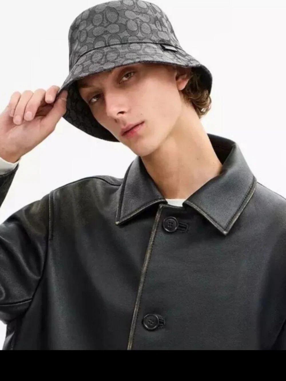 NWT Coach Monogram Bucket Hat in Black and Gray